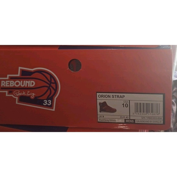 New In Box Patrick Ewing 33 HI X Orion Strap Red Grey White Men's Shoes Sz 10 - Picture 6 of 6